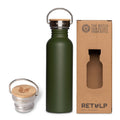 RVS drinkfles lekvrij bamboe dop Green 750 ml