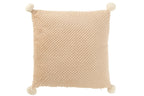 J-Line kussen Zacht Pompoms - polyester - beige