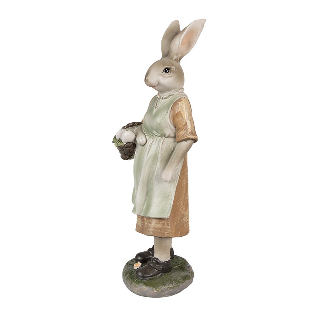 Beeld Konijn 25 cm Bruin Groen Polyresin Paasdecoratie