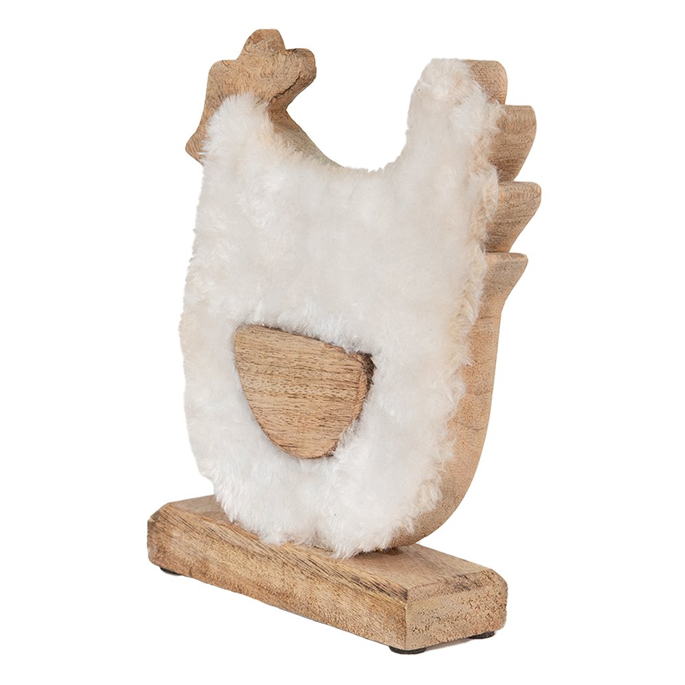 Beeld Haan 18x5x21 cm Wit Bruin Hout