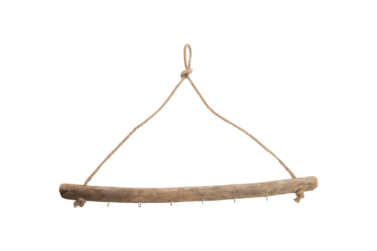 Drijfhout stok met 6 haken Ø3x83cm