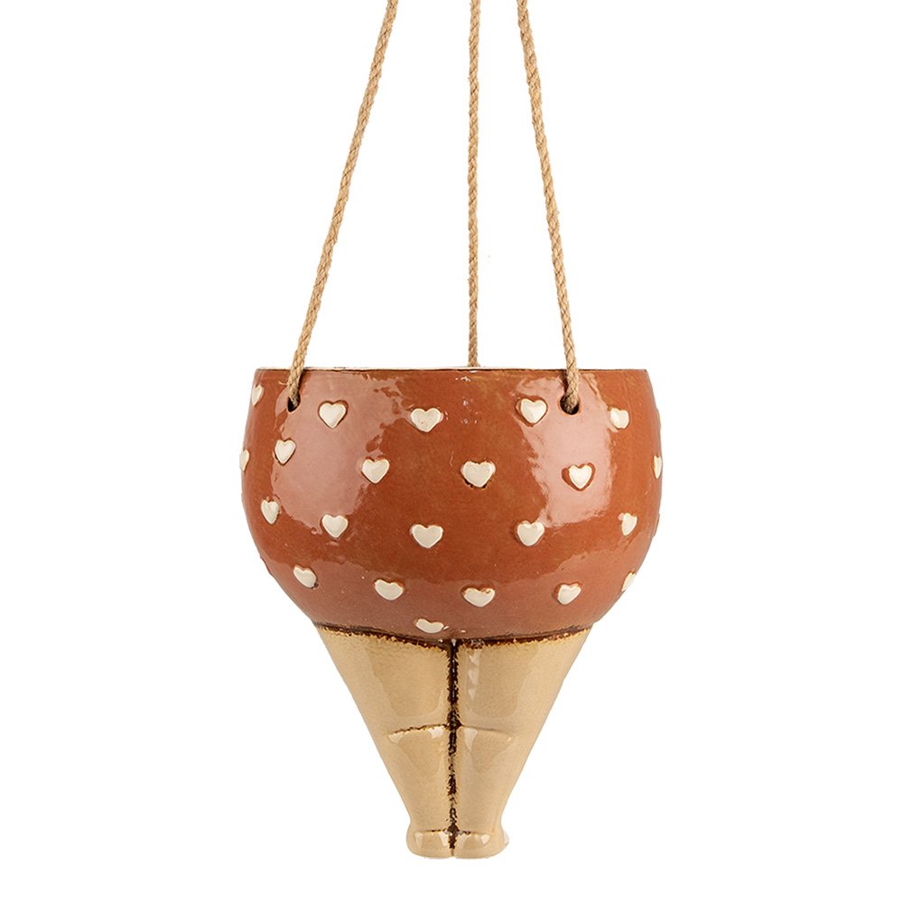 Plantenhanger 17x15x20 cm Roze Beige Keramiek Vrouw Bloempot