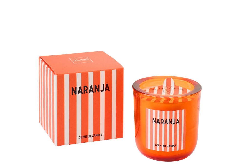 J-Line geurkaars Naranja - Mandarin Moments - glas - oranje - S