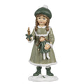 Decoratie Beeld Meisje 13 cm Groen Polyresin Kerstdecoratie