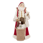 Kerstdecoratie Beeld Kerstman 15x14x29 cm Beige Rood Kunststof