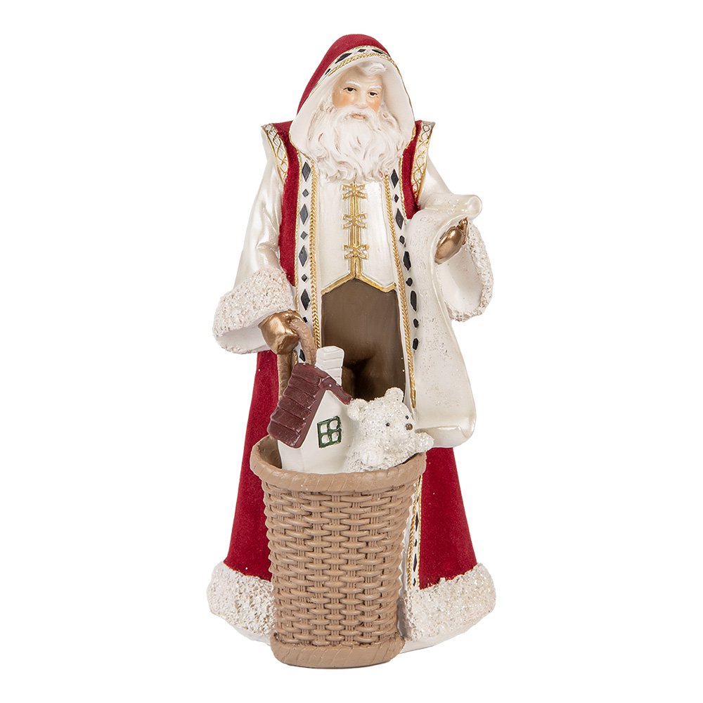 Kerstdecoratie Beeld Kerstman 15x14x29 cm Beige Rood Kunststof
