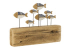 J-Line decoratie Vis Op Voet - hout - blauw/naturel - L