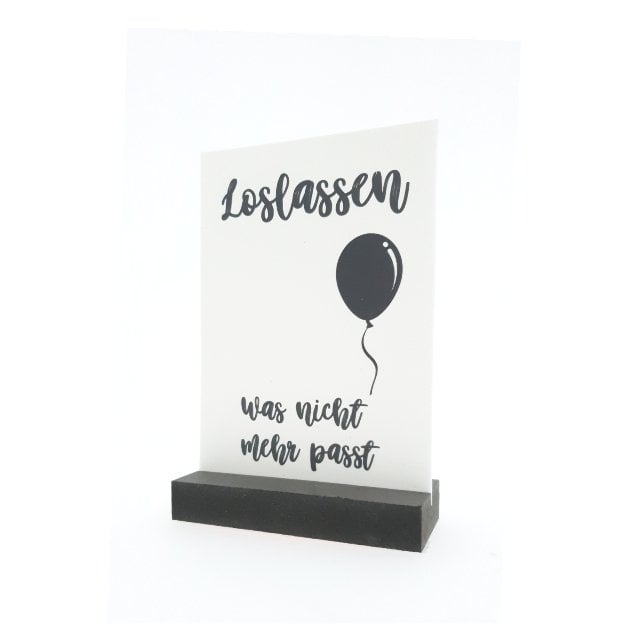 Decoplaatje - Loslassen - met houder