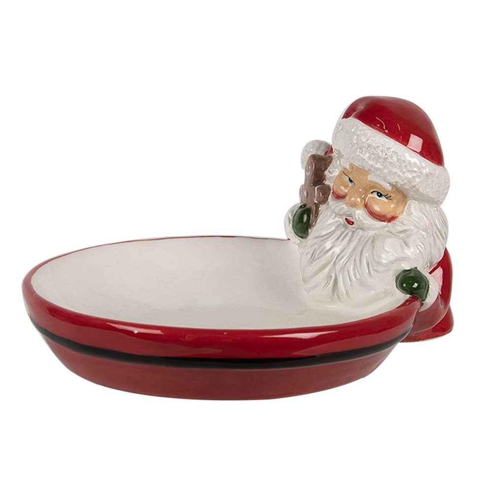 Decoratie schaal 19x16x10 cm Rood Keramiek Kerstman Serveerschaal