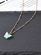 Vergulde ketting – Sieraden met blauw accent – ​​Basis van legering