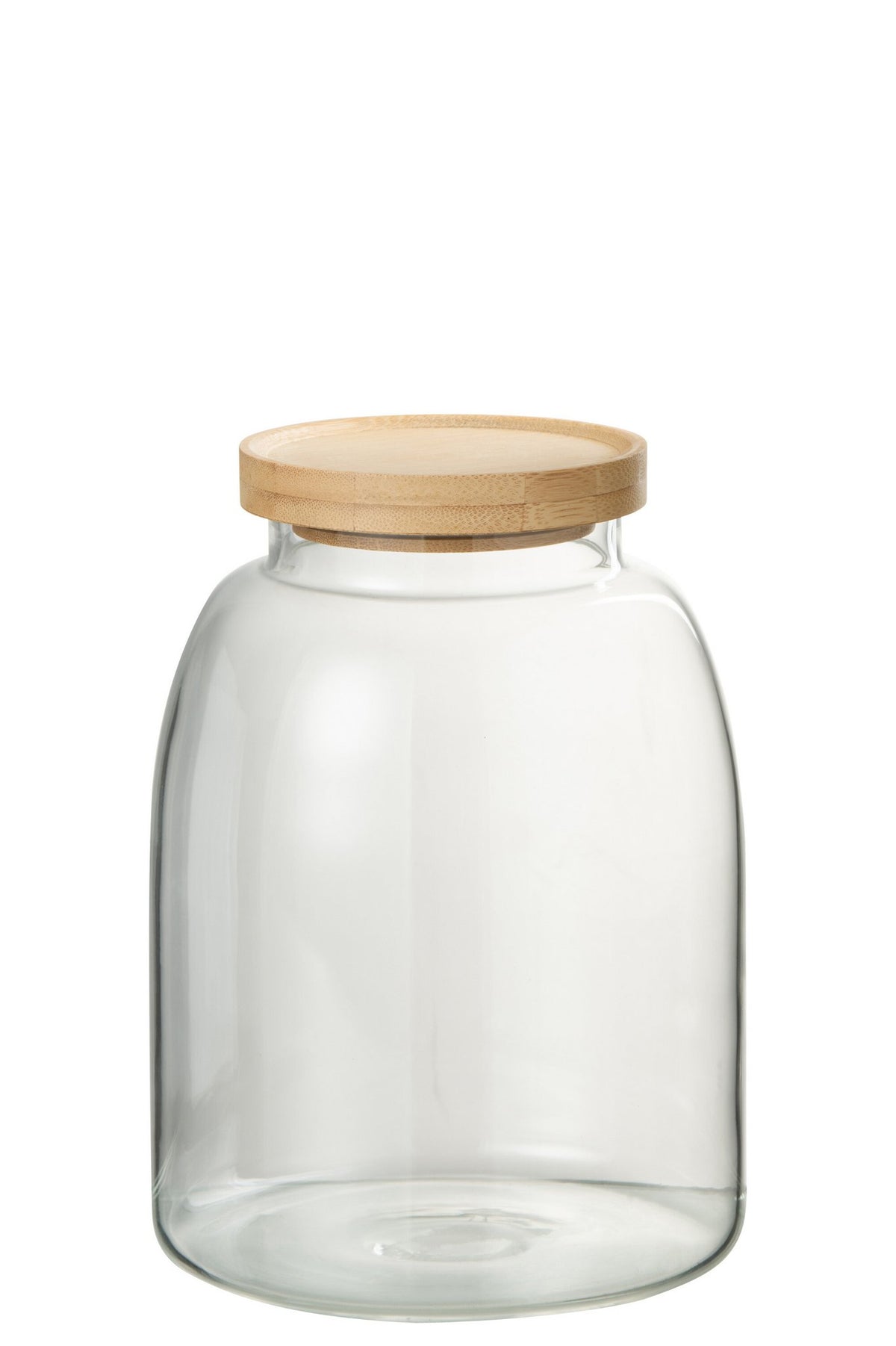 J-Line voorraadpot Tom - glas/bamboe - transparant/naturel - medium