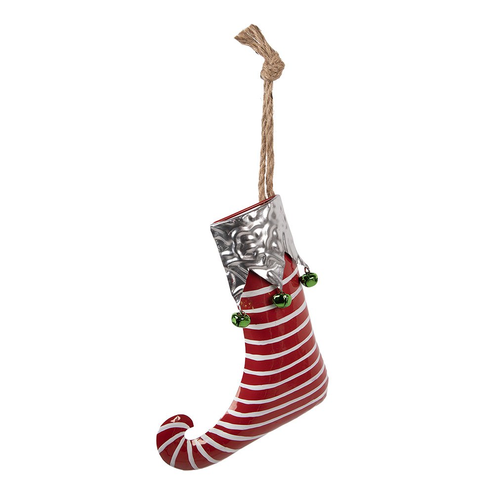 Decoratie Hanger Kerstsok 21x4x26 cm Rood Metaal