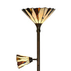 Tiffany Vloerlamp Ø 38x178 cm Beige Bruin Glas Tiffany Lampen