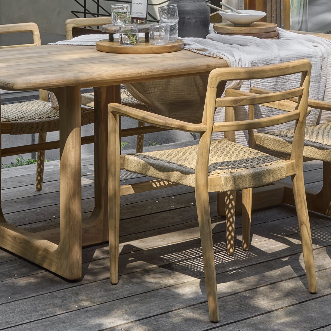 Verano teakhouten tuinstoel met armleuning - FSC-gerecycled hout