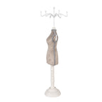 Sieraden Standaard Beige Wit, Hout en IJzer 12x12x39 cm