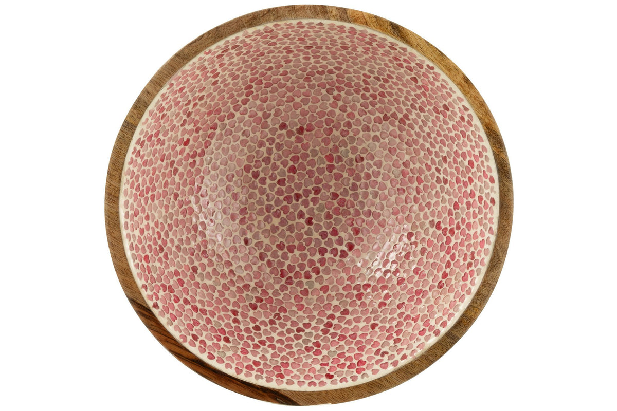 J-Line kom Hart Mozaiek - hout - roze - large