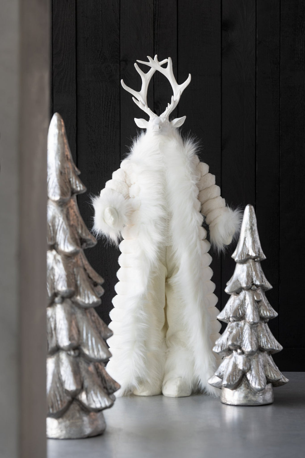 J-Line figuur Hert Mantel - polyresin - wit - S