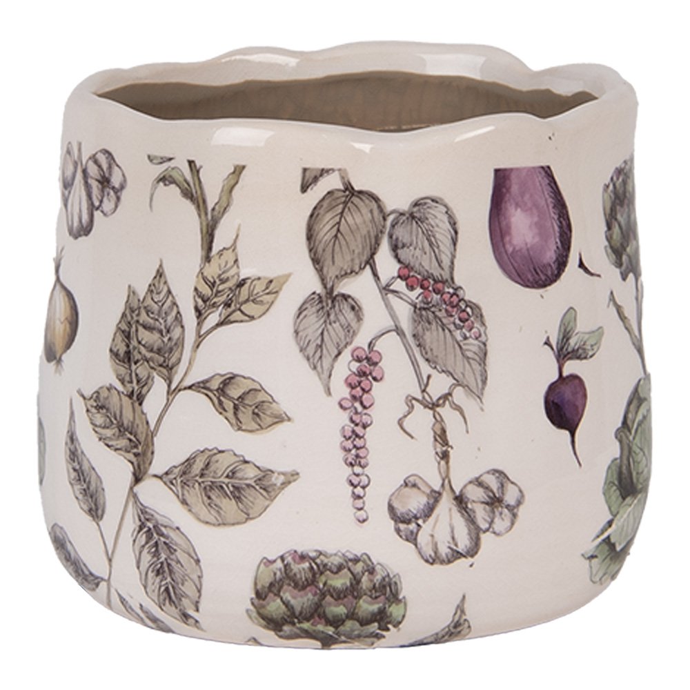 Bloempot Ø 14x12 cm Beige Keramiek Groenten