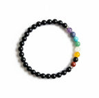 Dames armband Onyx 6 mm met Chakra kleuren