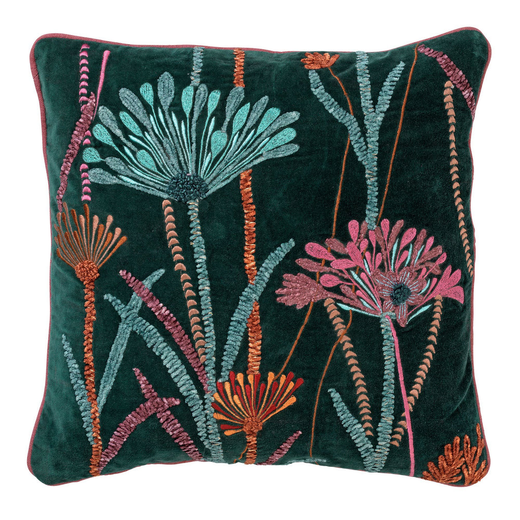 Yvette | Kussen | 45x45 cm bergaanzicht | Groen | Hoii | Met luxe binnenkussen