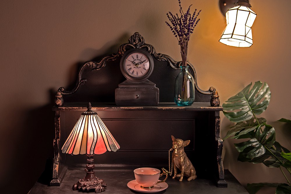 Wandlamp Tiffany 17x12x23 cm Wit Bruin Glas Muurlamp