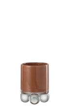 J-Line Theelichton Balls Glas Bruin