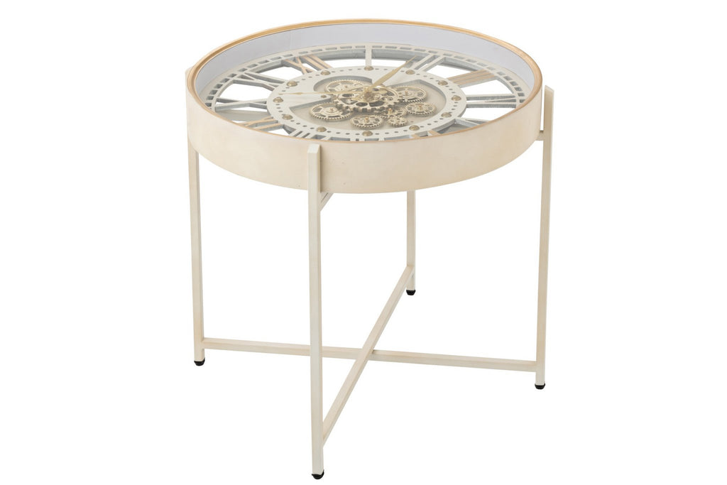 J-Line Salontafel met klok - ijzer - wit/goud