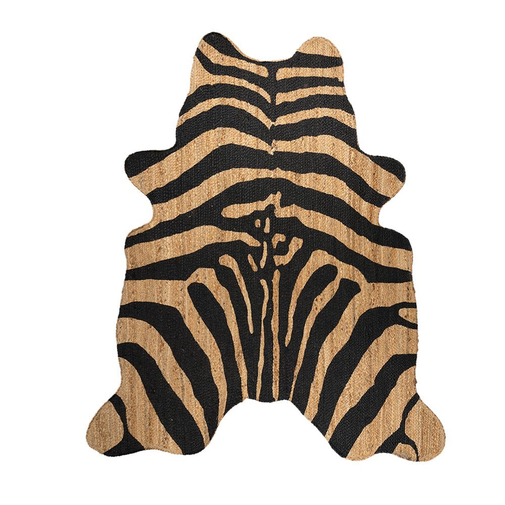 Jute vloerkleed koevorm zebra 145x160cm