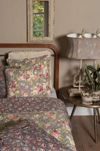 Kussenhoes 50x50 cm Grijs Groen Polyester Bloemen Sierkussenhoes