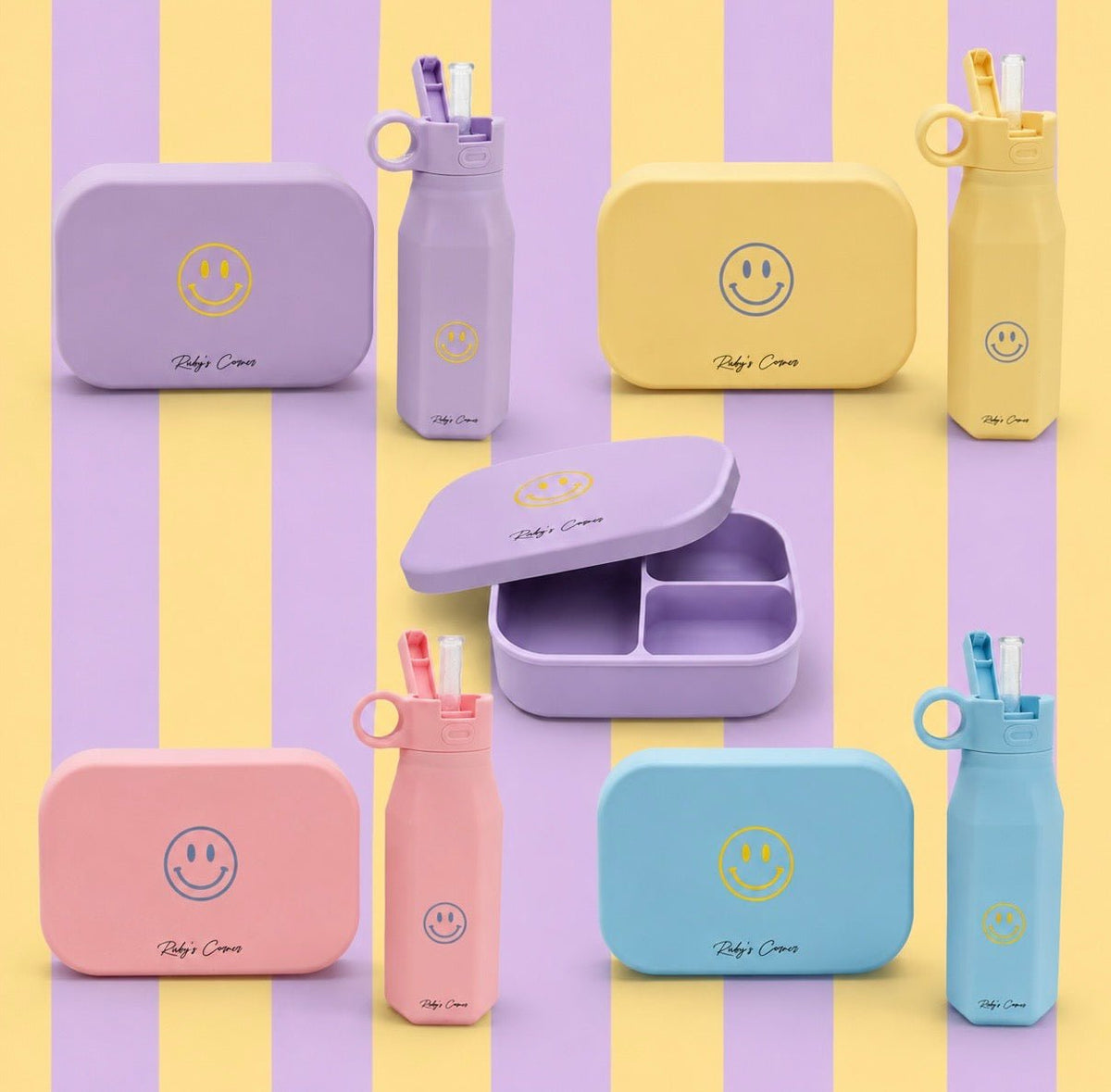 Siliconen drinkfles – Smiley - Geel