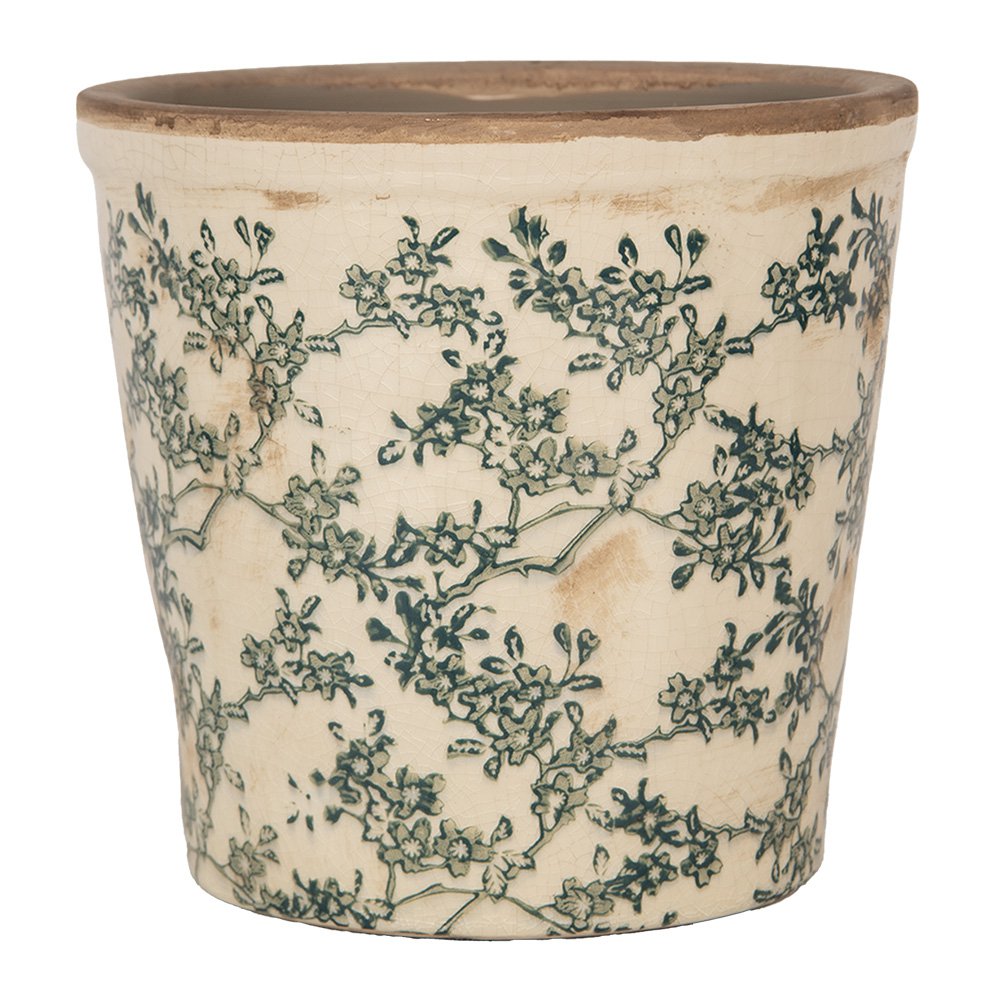Bloempot Ø 17x16 cm Beige Keramiek Bloemen