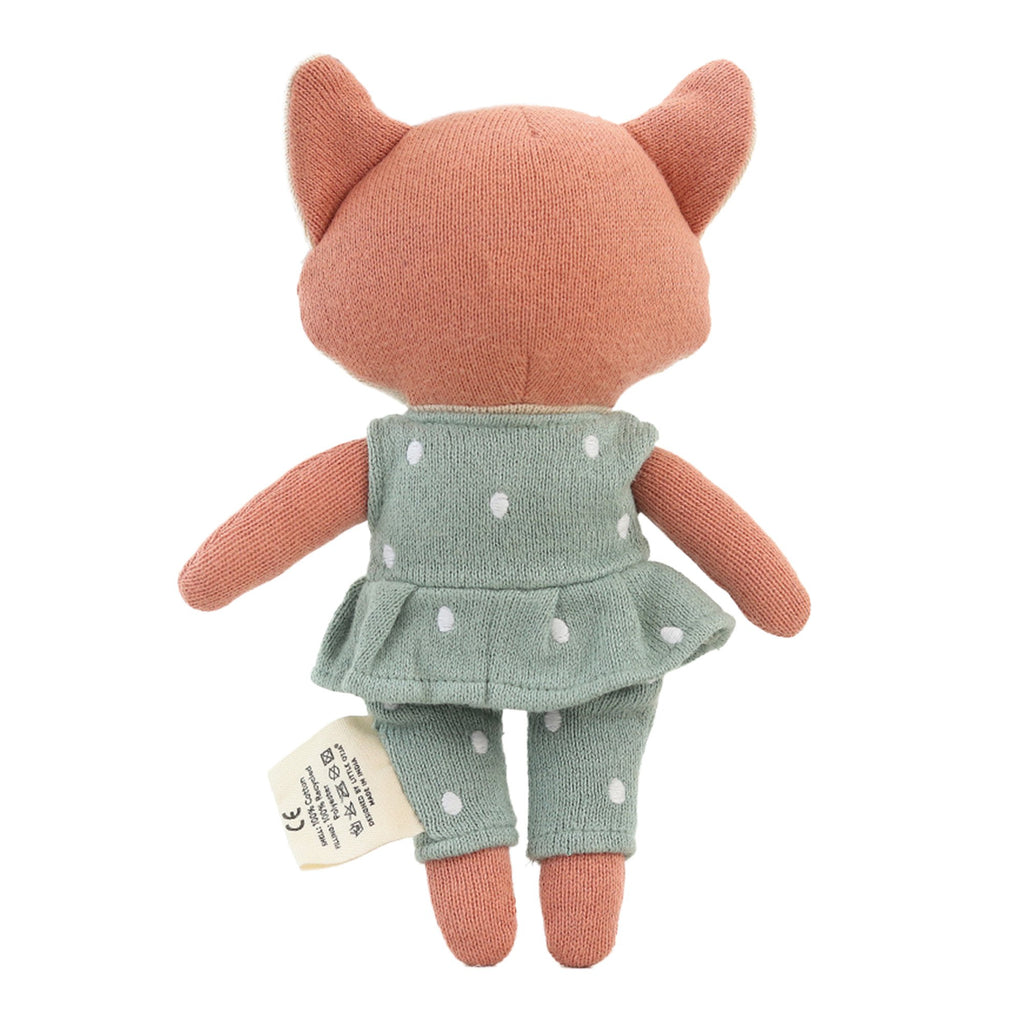 Gebreid speeltje, babycadeau, Vos Nuri - Mint