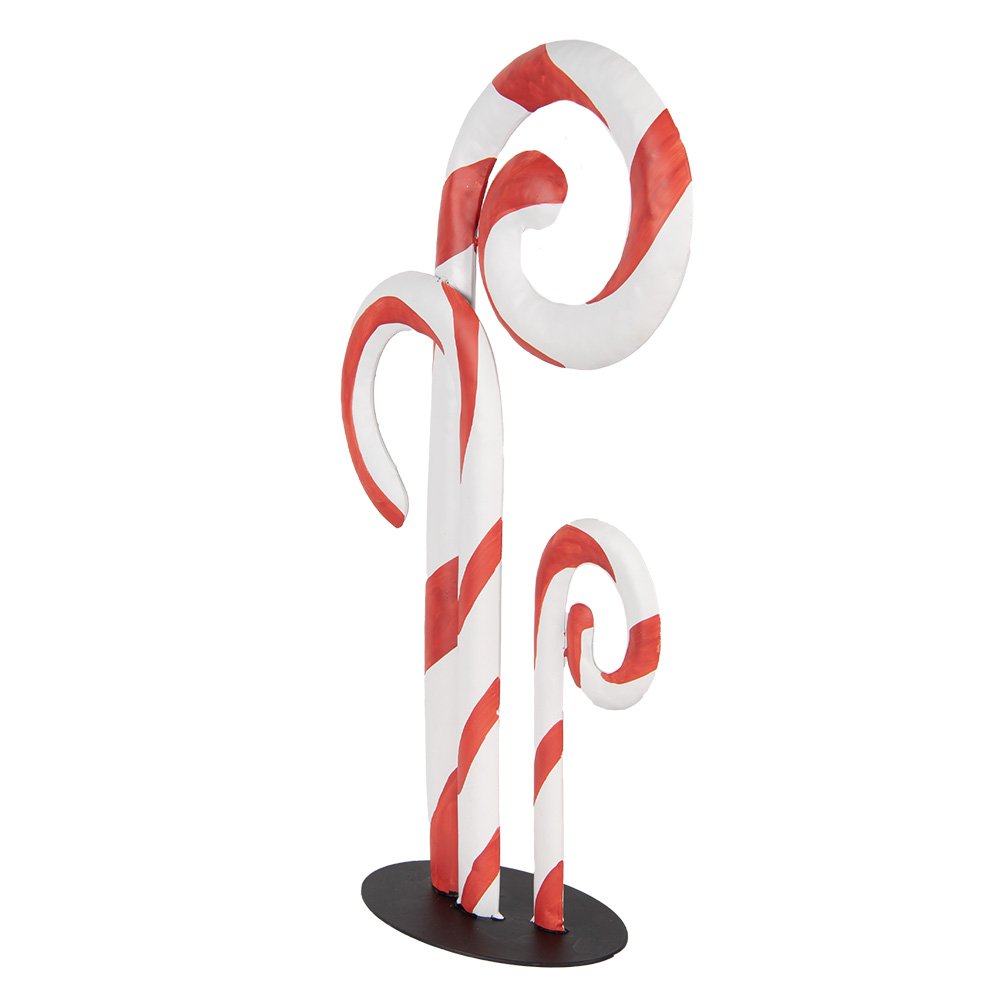 Kerstdecoratie Beeld Zuurstok 24x11x46 cm Wit Rood Metaal