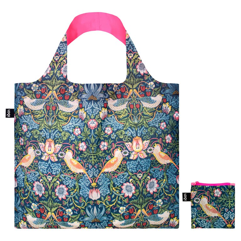 Loqi Bag Large - The Strawberry Thief Neon Roze gerecycled