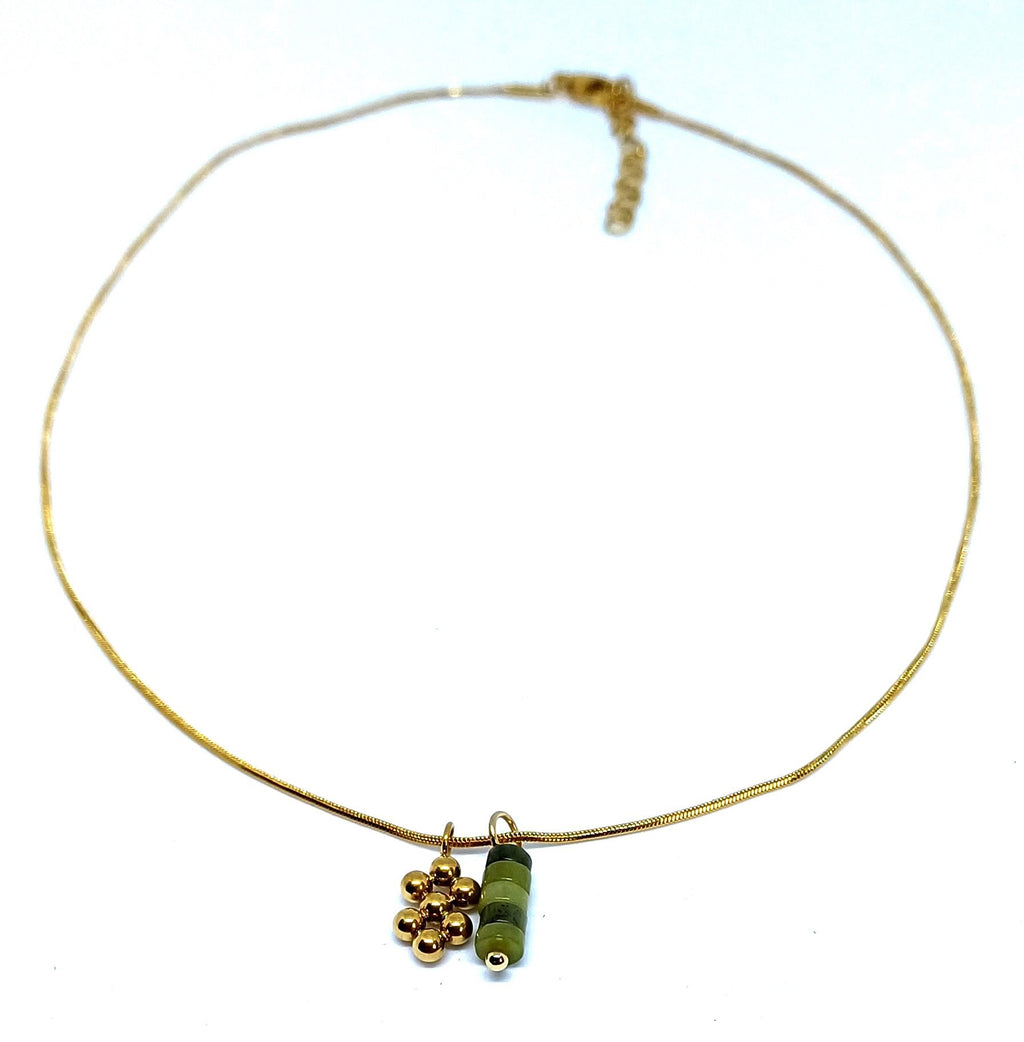 Ketting snake met bedeltje en edelsteen hanger