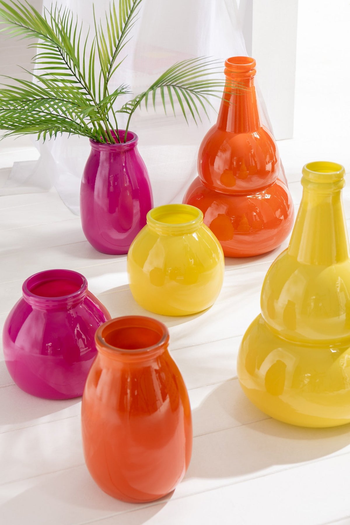 J-Line vaas - glas - geel - small - Ø 21 cm