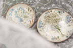 Serveerschaal Ø 20x4 cm Wit Blauw Hout Bloemen Presenteerschaal