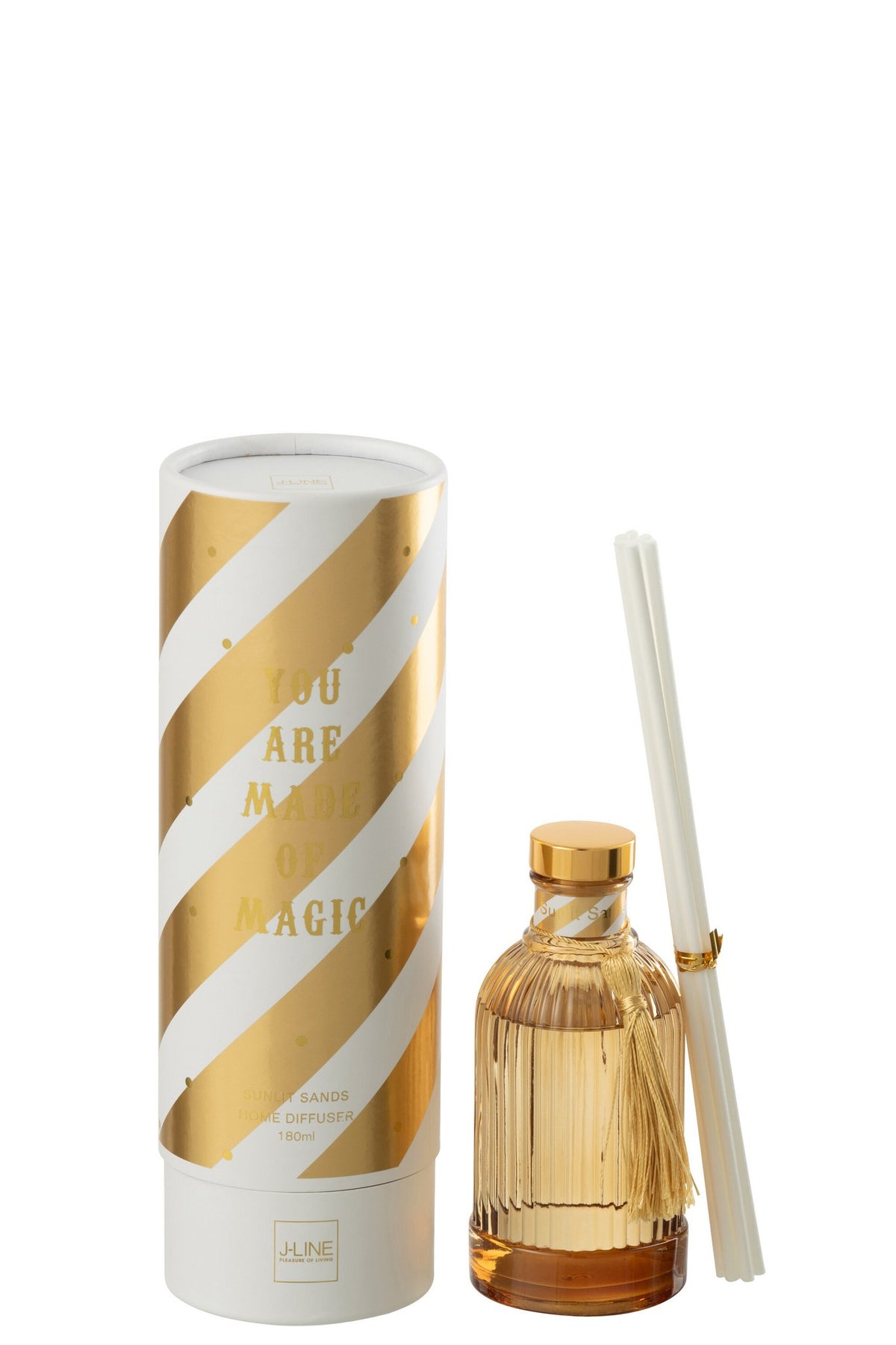 J-Line geurstokjes Magic - Sunlit Sands - glas - wit/goud - small