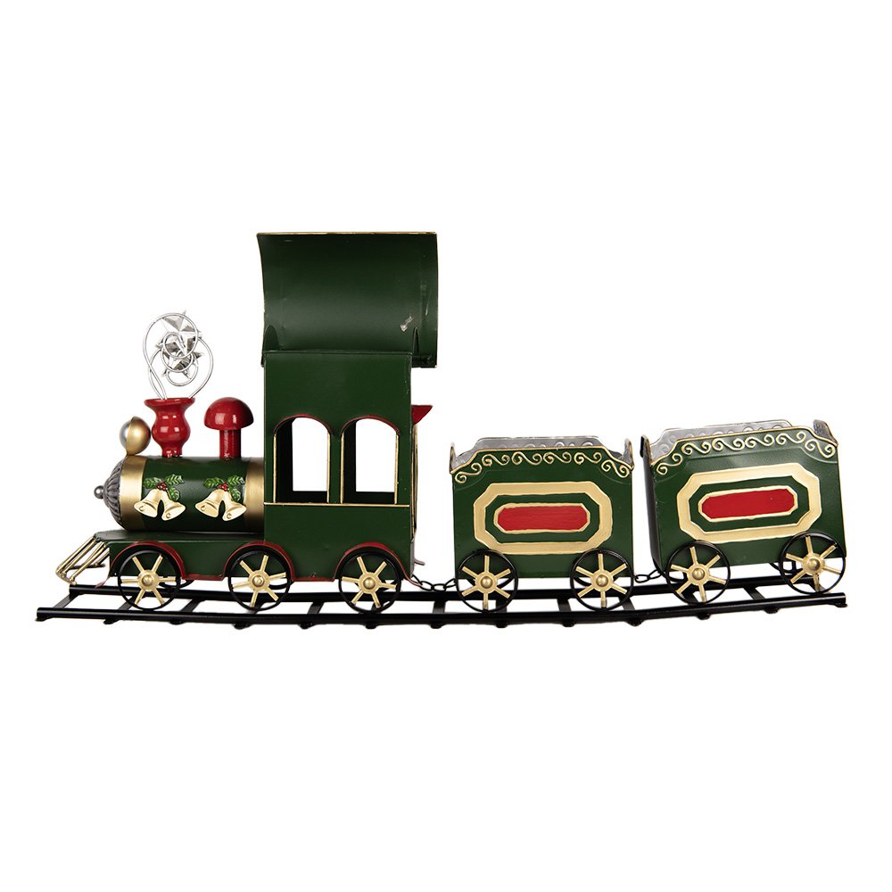 Kerstdecoratie Beeld Trein 77x15x31 cm Groen Metaal