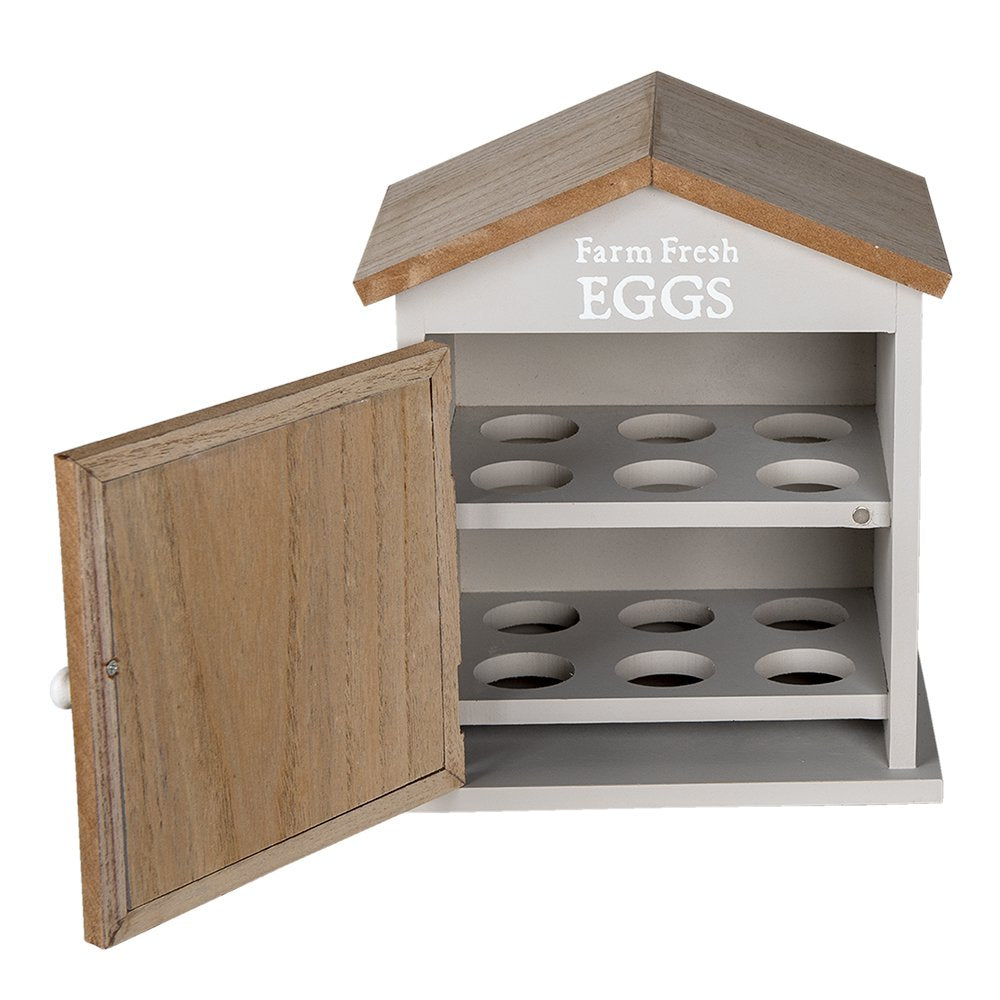 Eierkastje Huis 19x13x23 cm Bruin Hout Kip Eierhouder