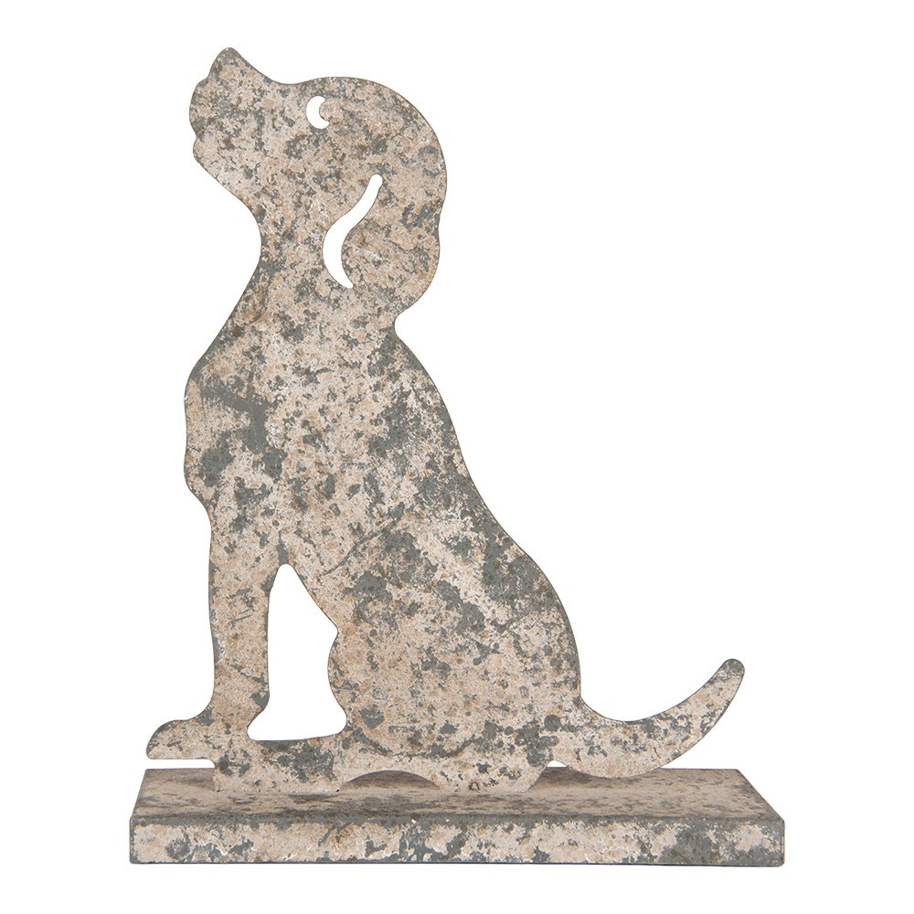 Decoratie Beeld Hond 20x8x24 cm Grijs Metaal