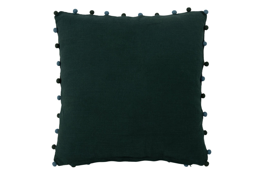 J-Line kussen Blad + Bloem vierkant - viscose - donkergroen/turquoise