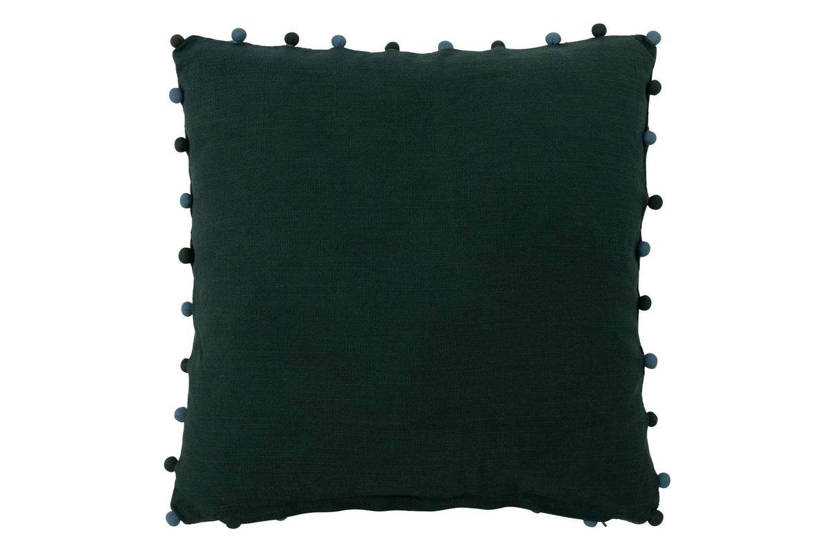 J-Line kussen Blad + Bloem vierkant - viscose - donkergroen/turquoise