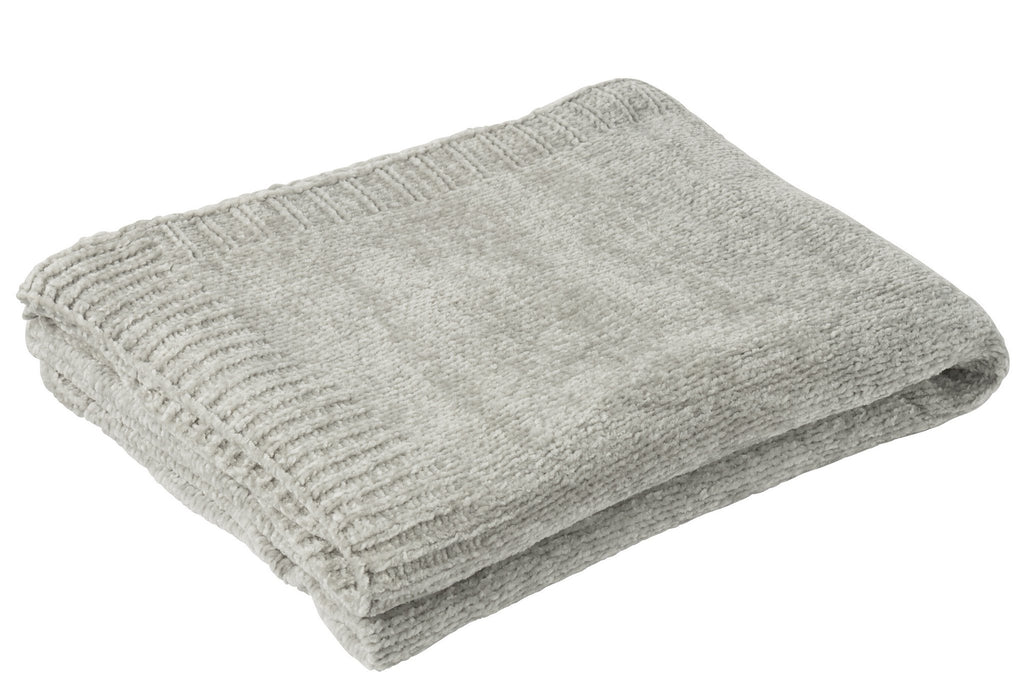 J-Line deken Chenille - polyester - grijs