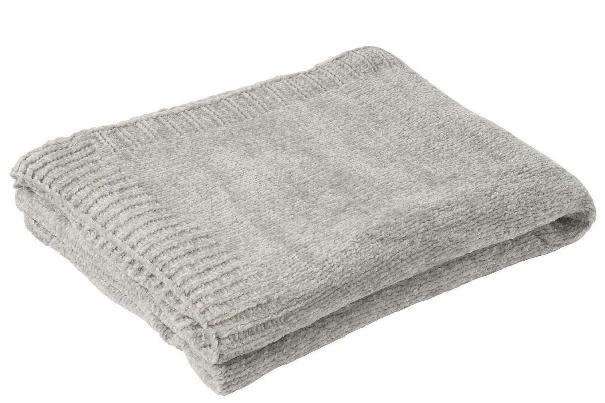 J-Line deken Chenille - polyester - grijs