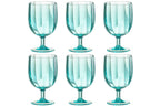 J-Line wijnglas - kunststof - blauw - 6 stuks