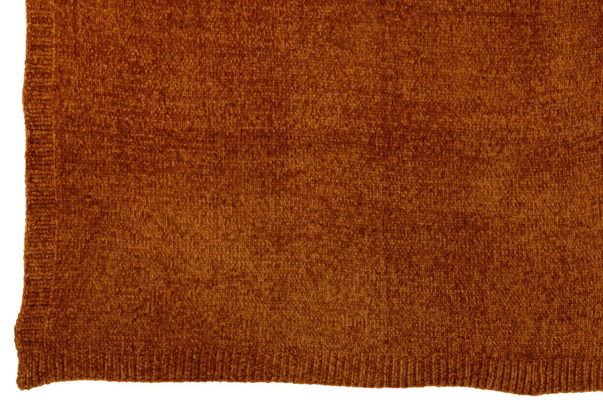 J-Line deken Chenille - polyester - bruin