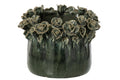 J-Line Bloempot met rozen - keramiek - petrolblauw - large