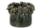 J-Line Bloempot met rozen - keramiek - petrolblauw - large