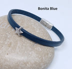 Semplice leren armband tiny star antiek zilver